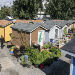 three rows of tiny houses in multiple colors